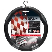 Sumex Race Sport Soft Grip Car Steering Wheel Cover - Black & Grey Carbon