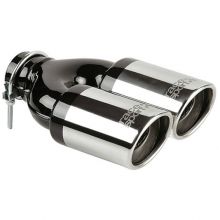Race Sport Stainless Steel Black/Chrome Twin Exhaust Trim Pipe
