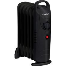 Schallen 800W 6 Fin Mini Slim Oil Filled Electric Portable Radiator Heater - BLACK