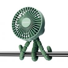 Schallen Rechargeable 4 Way Portable Lightweight Fan for Pram Fan, Car Seat, Desk, Office, Travel Fans | Clip on, Handheld, Tripod & Phone Holder (Green)
