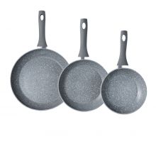 Schallen Non-Stick Grey Marble Induction Electric Gas Frying Pans with Soft Handle