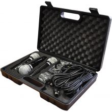 Soundlab Dynamic Vocal Microphone Kit with 3 Plastic Microphones, Leads and Carry Case