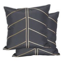 Gardenwize Indoor / Outdoor Garden Black & Gold Palm Scatter Cushions - PAIR