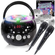 Mr Entertainer CDG Boombox Karaoke Machine with Bluetooth & Flashing Lights (Includes Double CDG Popstar Karaoke Hits)