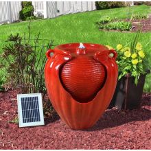 Gardenwize Outdoor Solar Ceramic Pot Urn Terracotta Water Fountain Feature