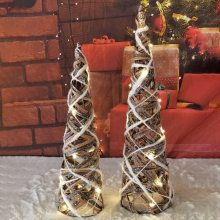 2 pce Christmas Light Up Circular Cone Pyramids Tree Ornament